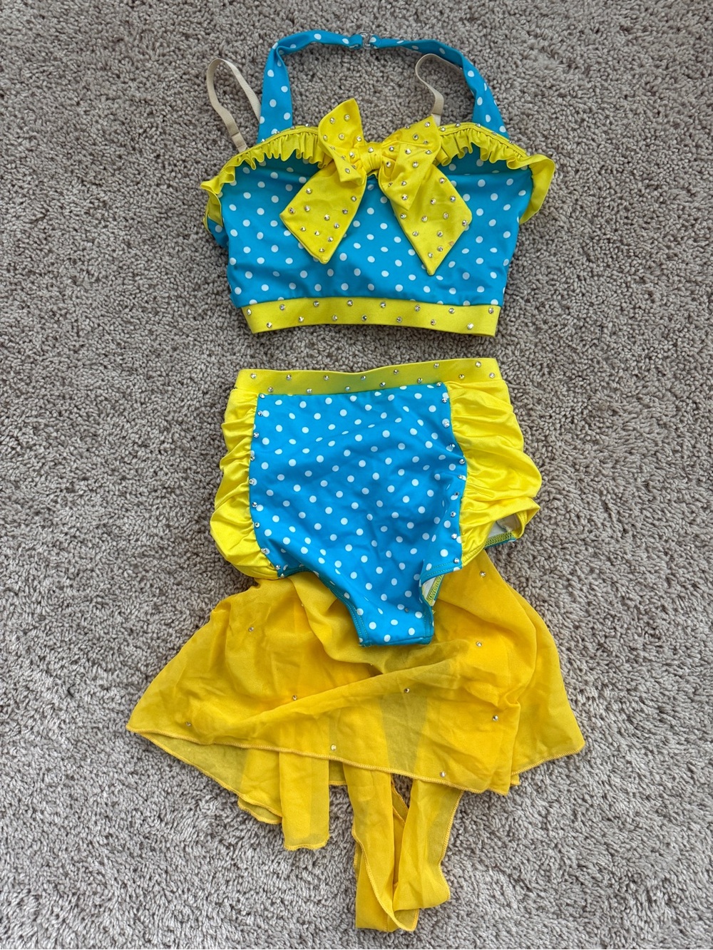 Weissman Blue & Yellow Polka Dot Dance Costume Set
